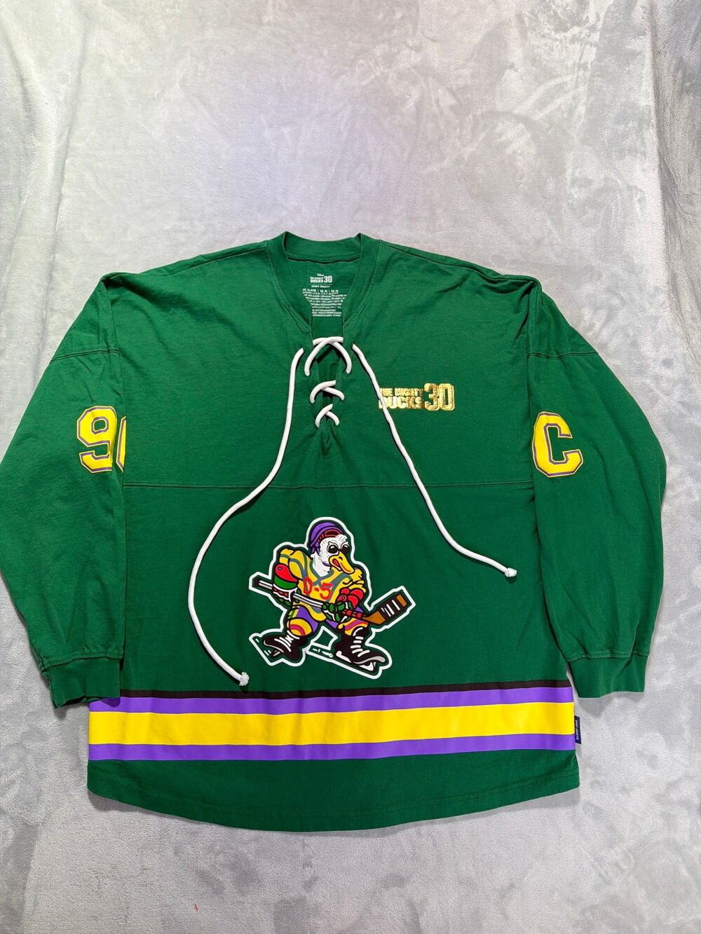 Disney Parks The Mighty Ducks 30th Anniversary Spirit Jersey Lace Up Green XL